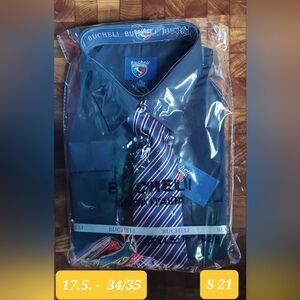 Dress Shirt With Tie - Size: 17.5 - 34/35 - Color: Blue - RRR DShirt - S - 21